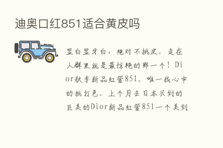 迪奥口红851适合黄皮吗