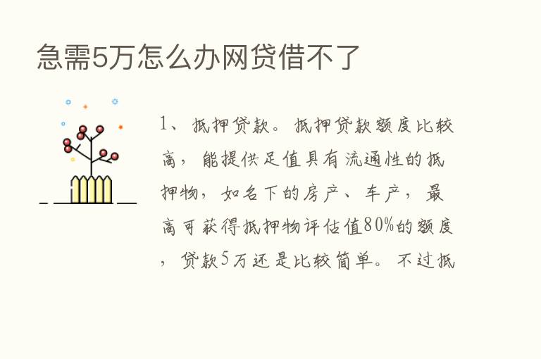 急需5万怎么办网贷借不了