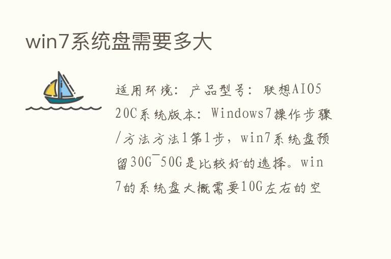 win7系统盘需要多大