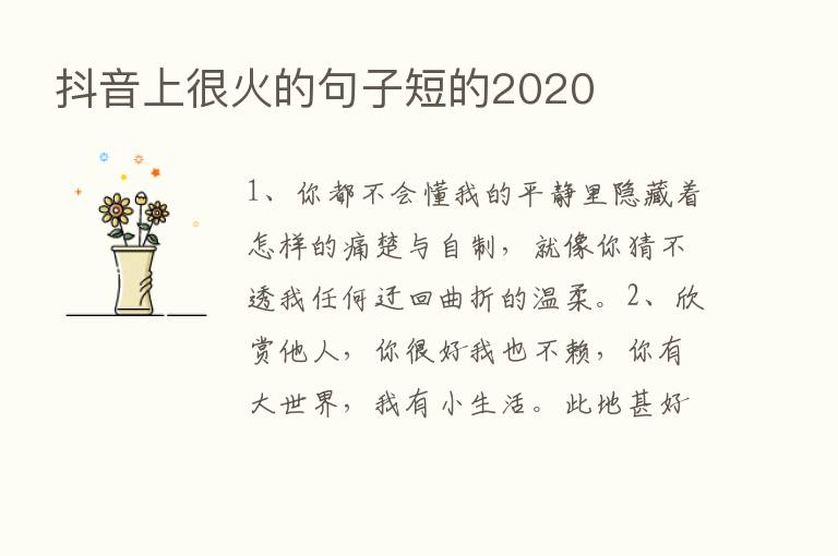 抖音上很火的句子短的2020