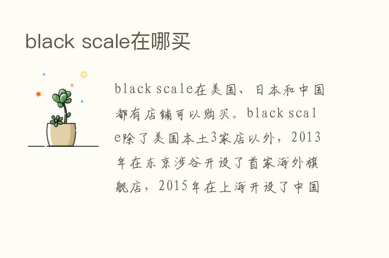 black scale在哪买