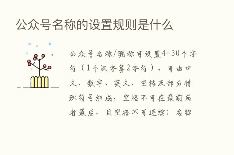 公众号名称的设置规则是什么