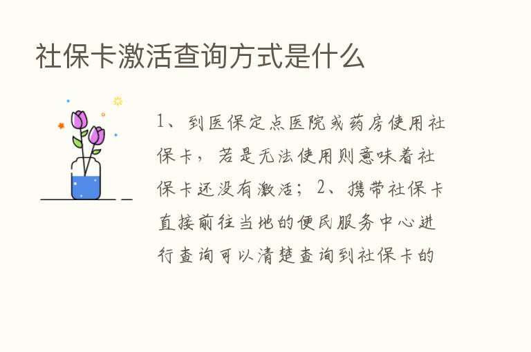 社保卡激活查询方式是什么