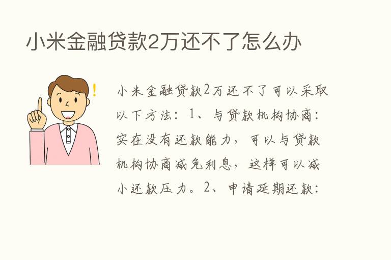 小米金融贷款2万还不了怎么办