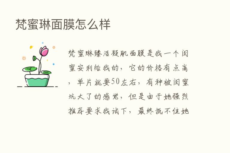 梵蜜琳面膜怎么样