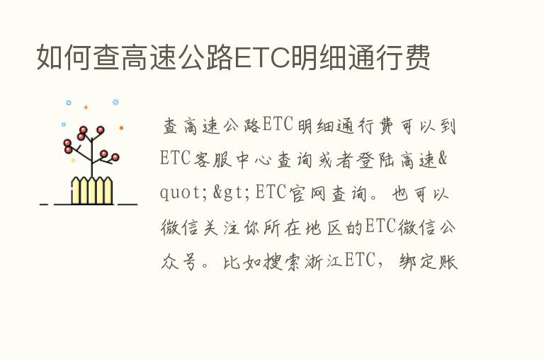 如何查高速公路ETC明细通行费