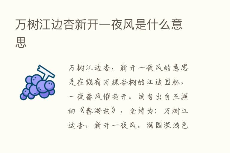 万树江边杏新开一夜风是什么意思