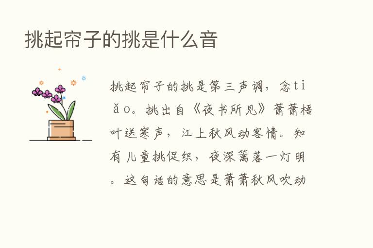 挑起帘子的挑是什么音