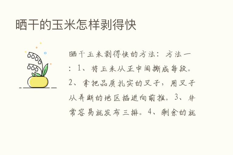 晒干的玉米怎样剥得快