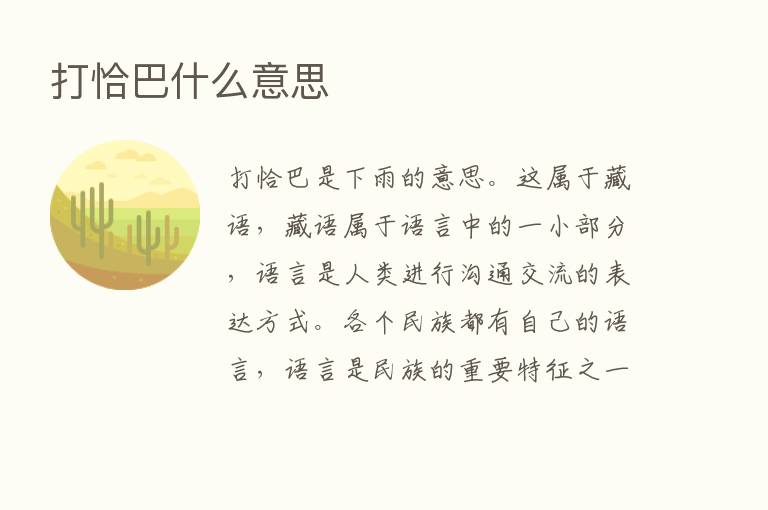 打恰巴什么意思