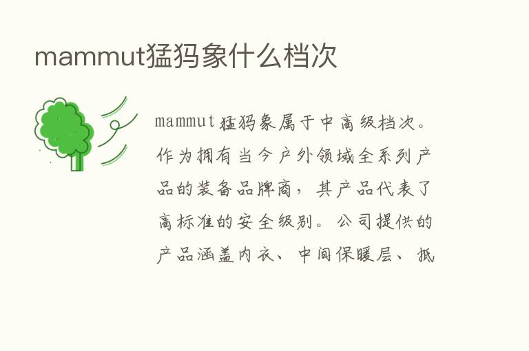 mammut猛犸象什么档次