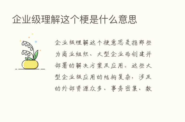 企业级理解这个梗是什么意思