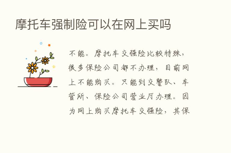 摩托车强制险可以在网上买吗