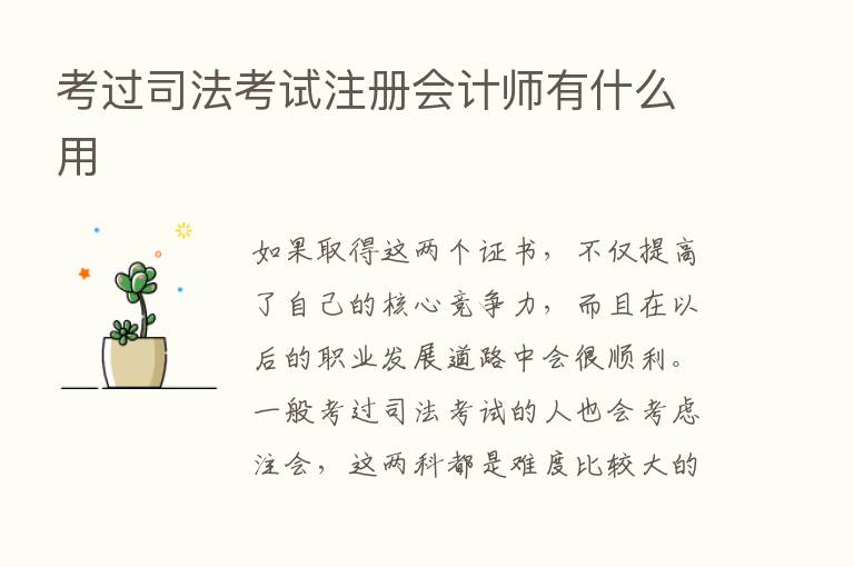 考过司法考试注册会计师有什么用