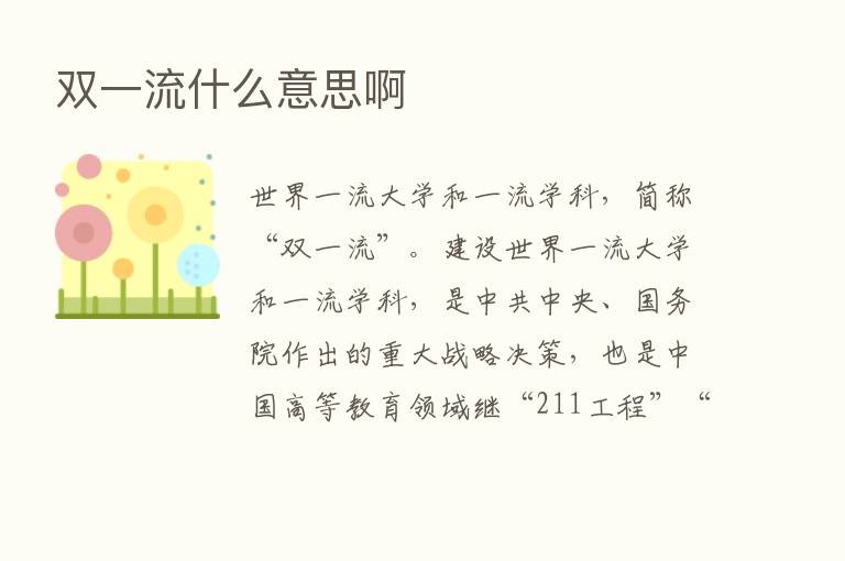 双一流什么意思啊