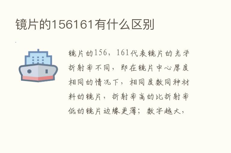 镜片的156161有什么区别