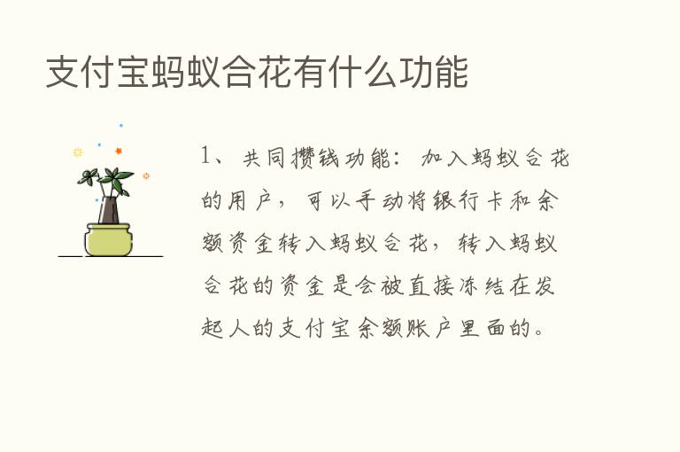 支付宝蚂蚁合花有什么功能