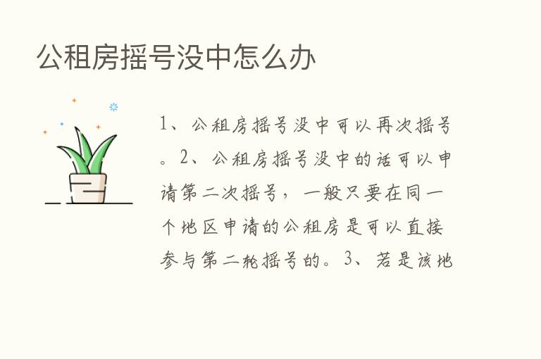 公租房摇号没中怎么办