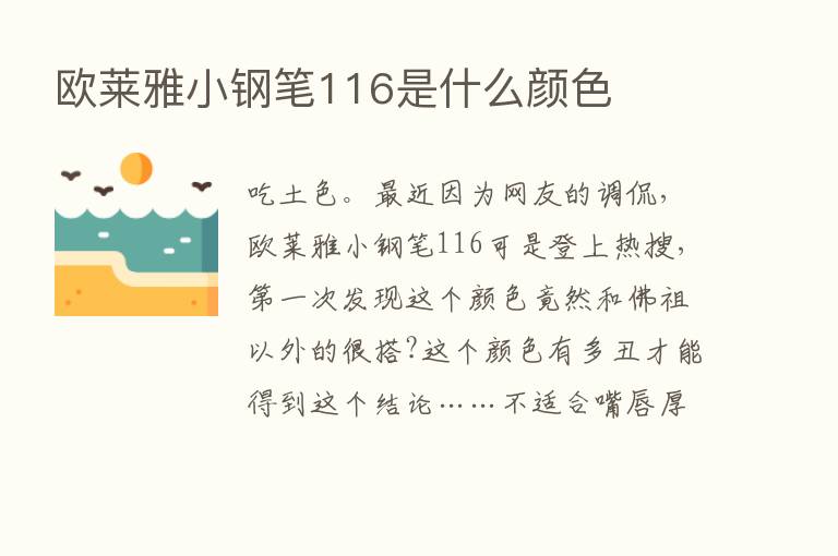 欧莱雅小钢笔116是什么颜色