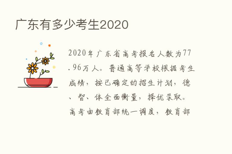 广东有多少考生2020