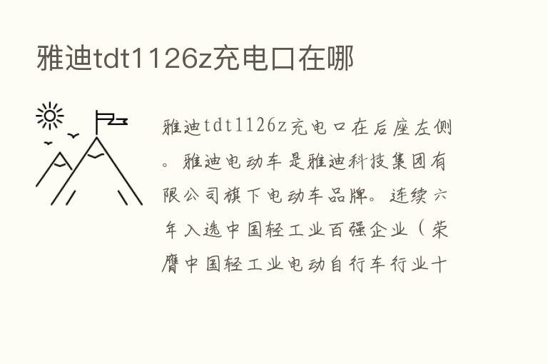 雅迪tdt1126z充电口在哪