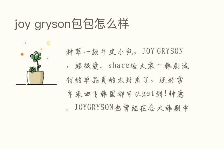 joy gryson包包怎么样