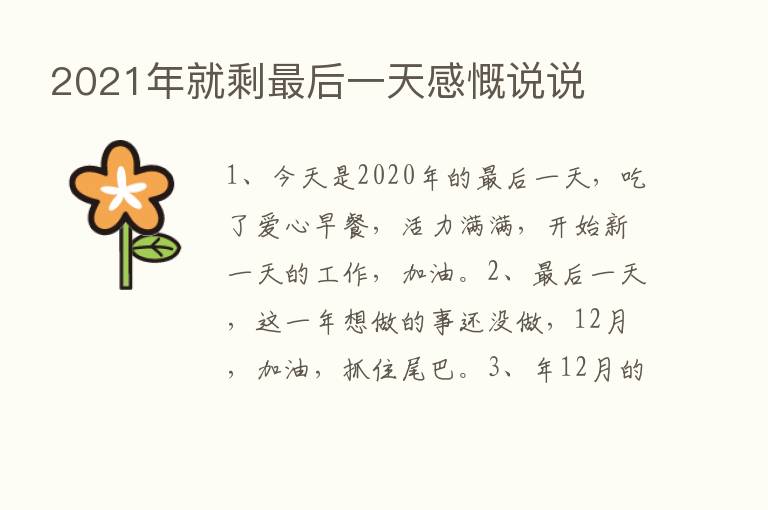 2021年就剩   后一天感慨说说