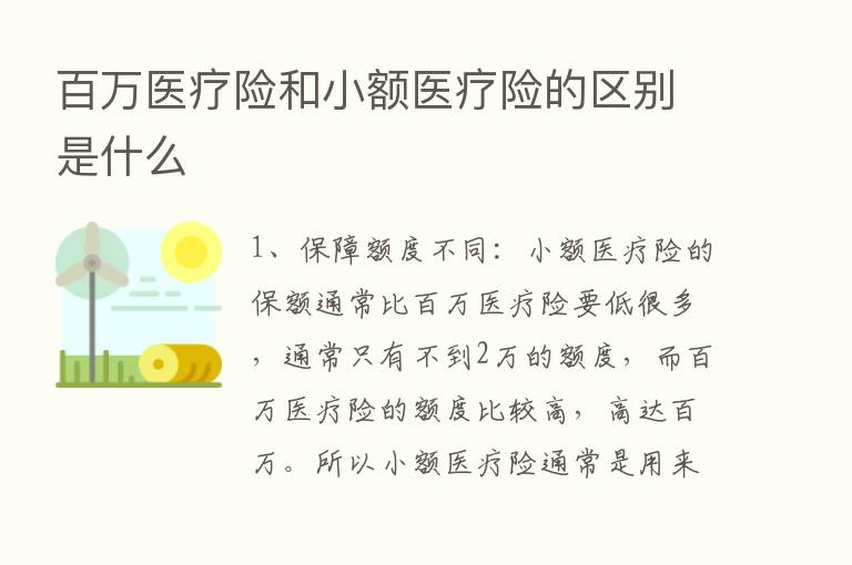 白万医疗险和小额医疗险的区别是什么