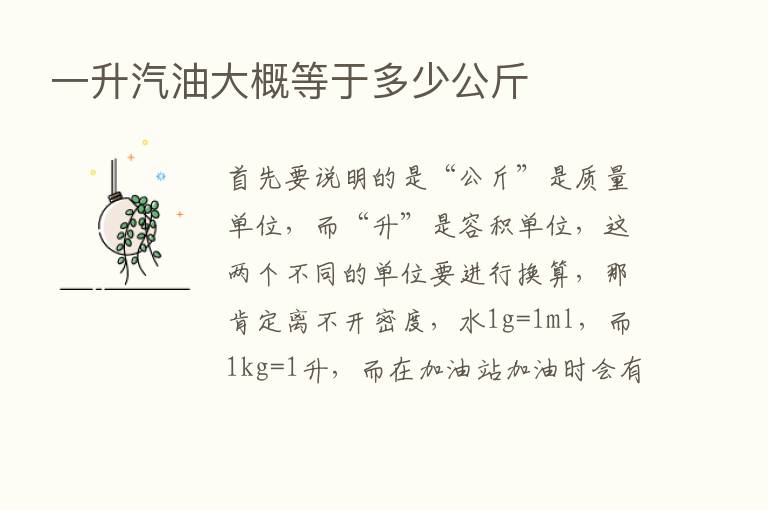 一升汽油大概等于多少公斤