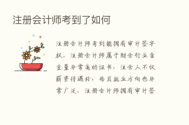 注册会计师考到了如何