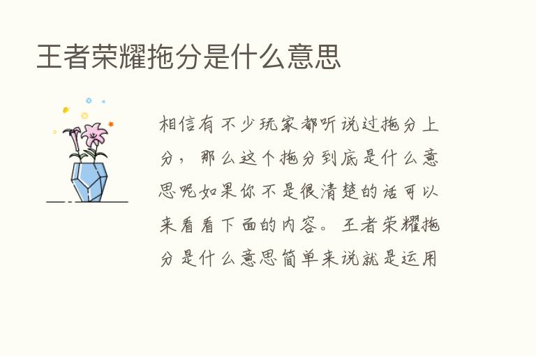 王者      拖分是什么意思