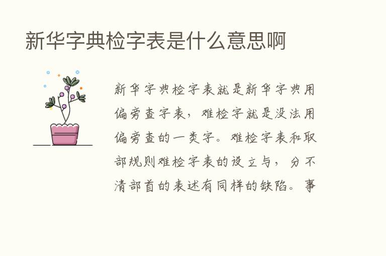 新华字典检字表是什么意思啊