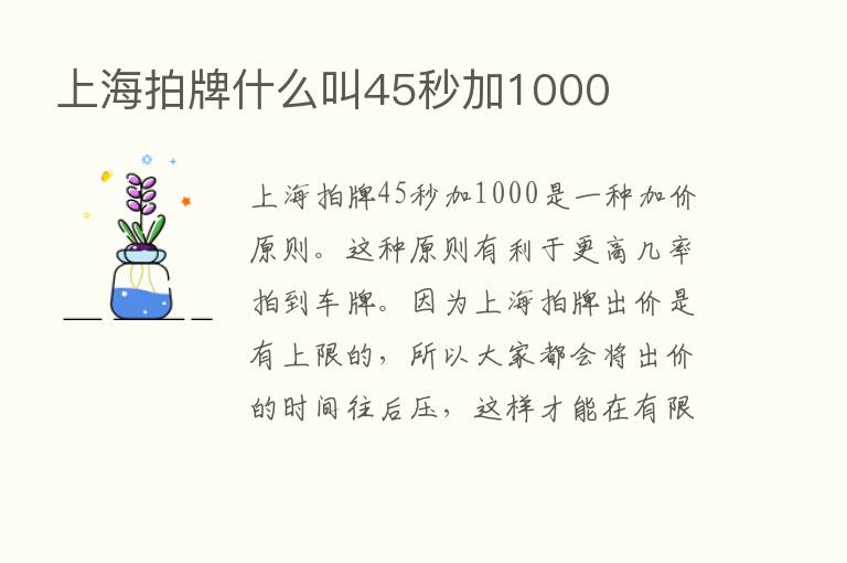 上海拍牌什么叫45秒加1000