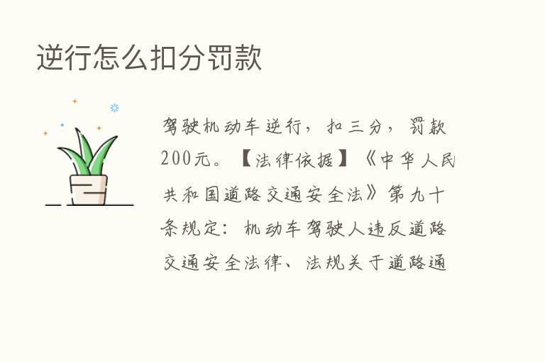 逆行怎么扣分罚款