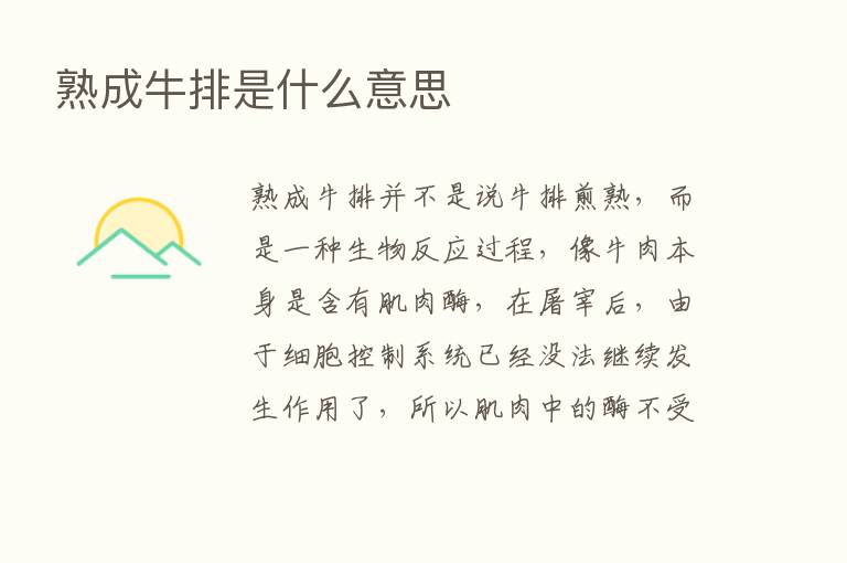 熟成牛排是什么意思