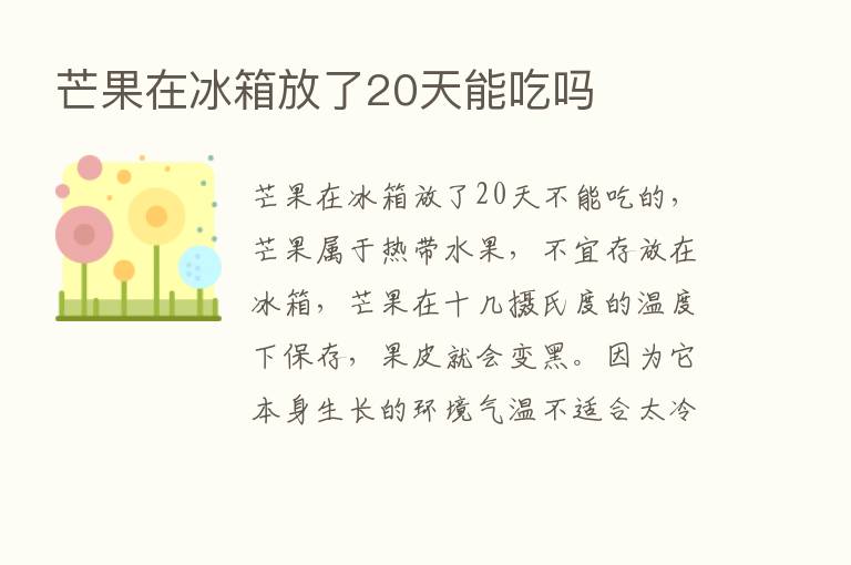 芒果在冰箱放了20天能吃吗