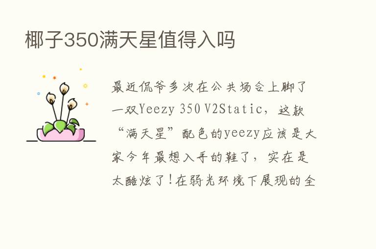 椰子350满天星值得入吗