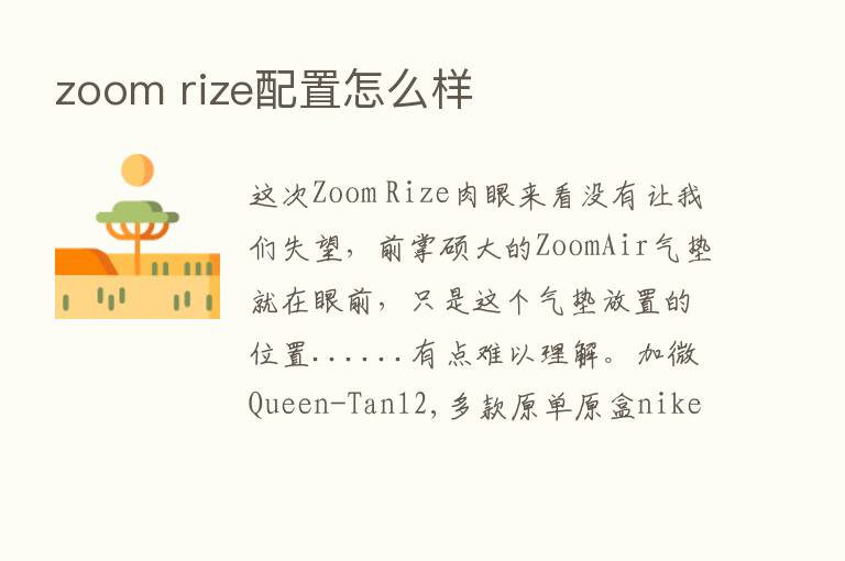 zoom rize配置怎么样