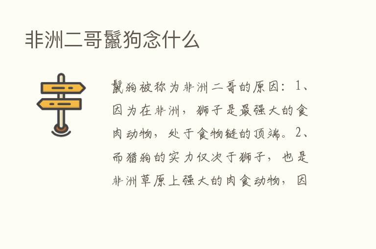 非洲二哥鬣狗念什么