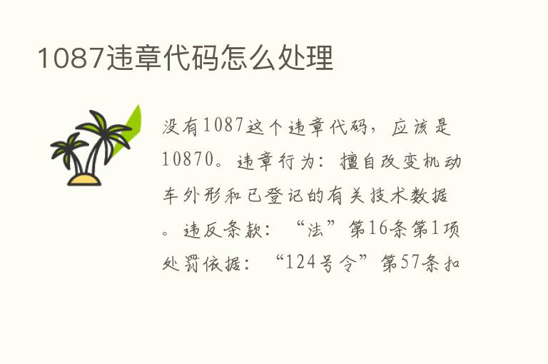 1087违章代码怎么处理