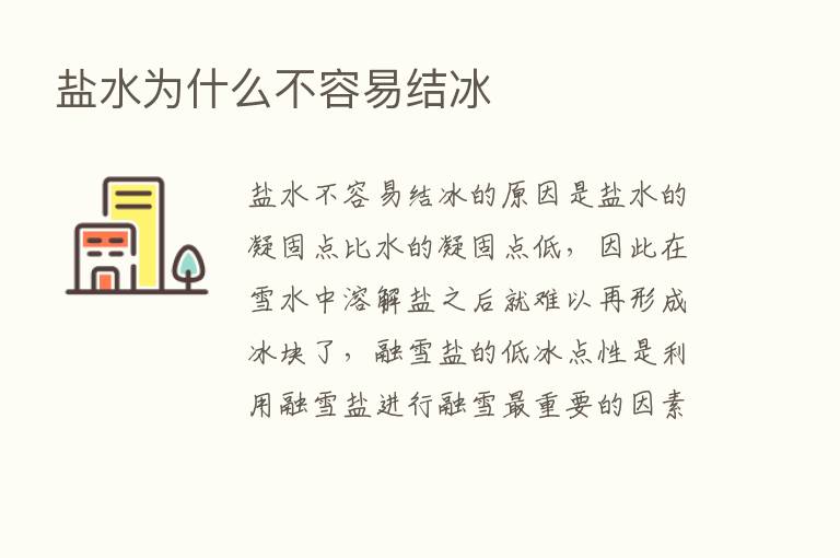 盐水为什么不容易结冰