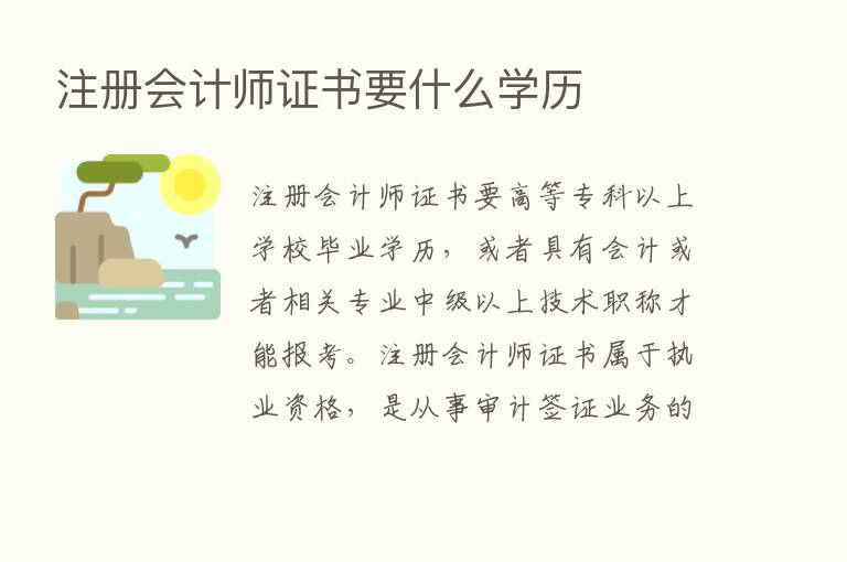 注册会计师证书要什么学历