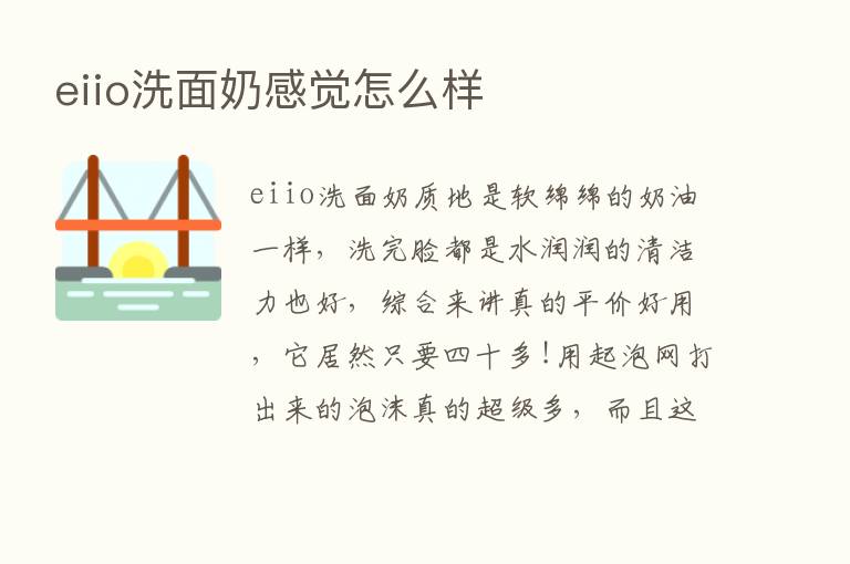 eiio洗面奶感觉怎么样