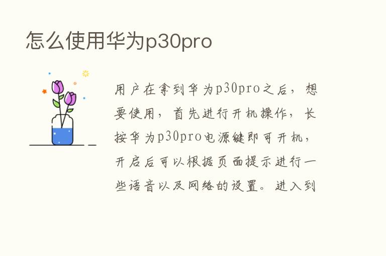 怎么使用华为p30pro