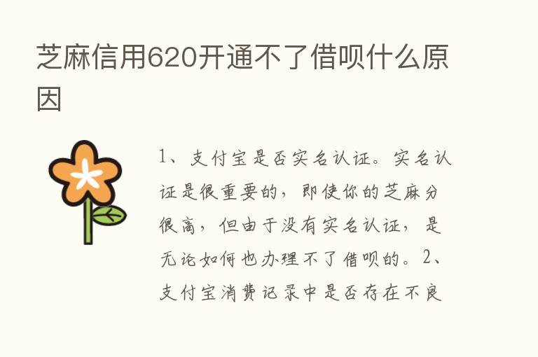 芝麻信用620开通不了借呗什么原因