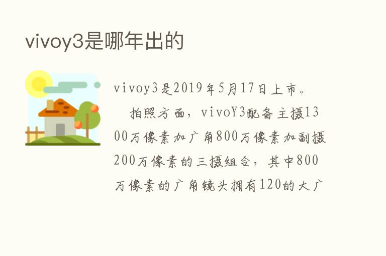 vivoy3是哪年出的