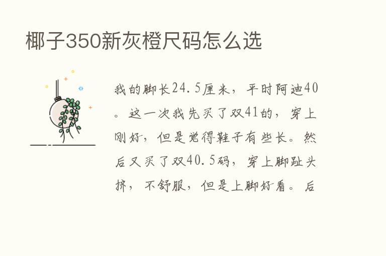 椰子350新灰橙尺码怎么选