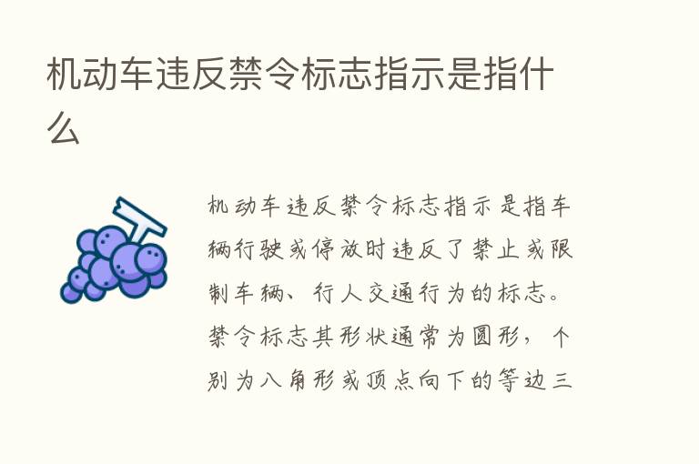 机动车违反禁令标志指示是指什么