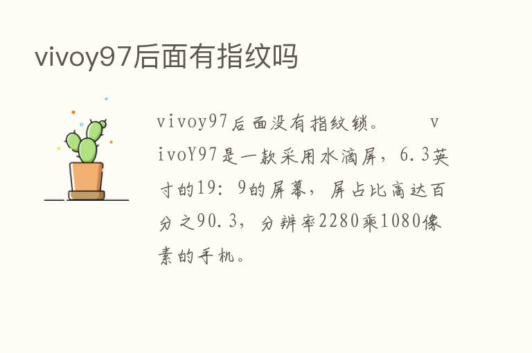 vivoy97后面有指纹吗