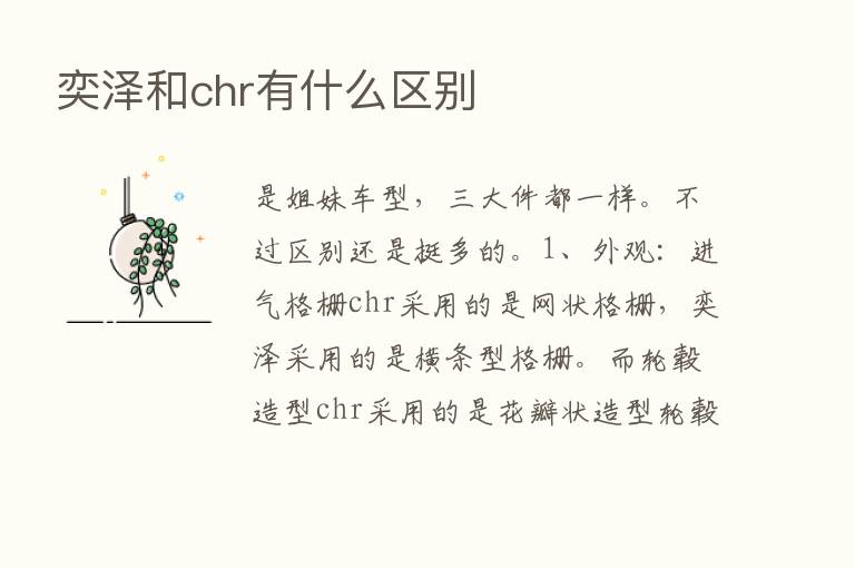 奕泽和chr有什么区别